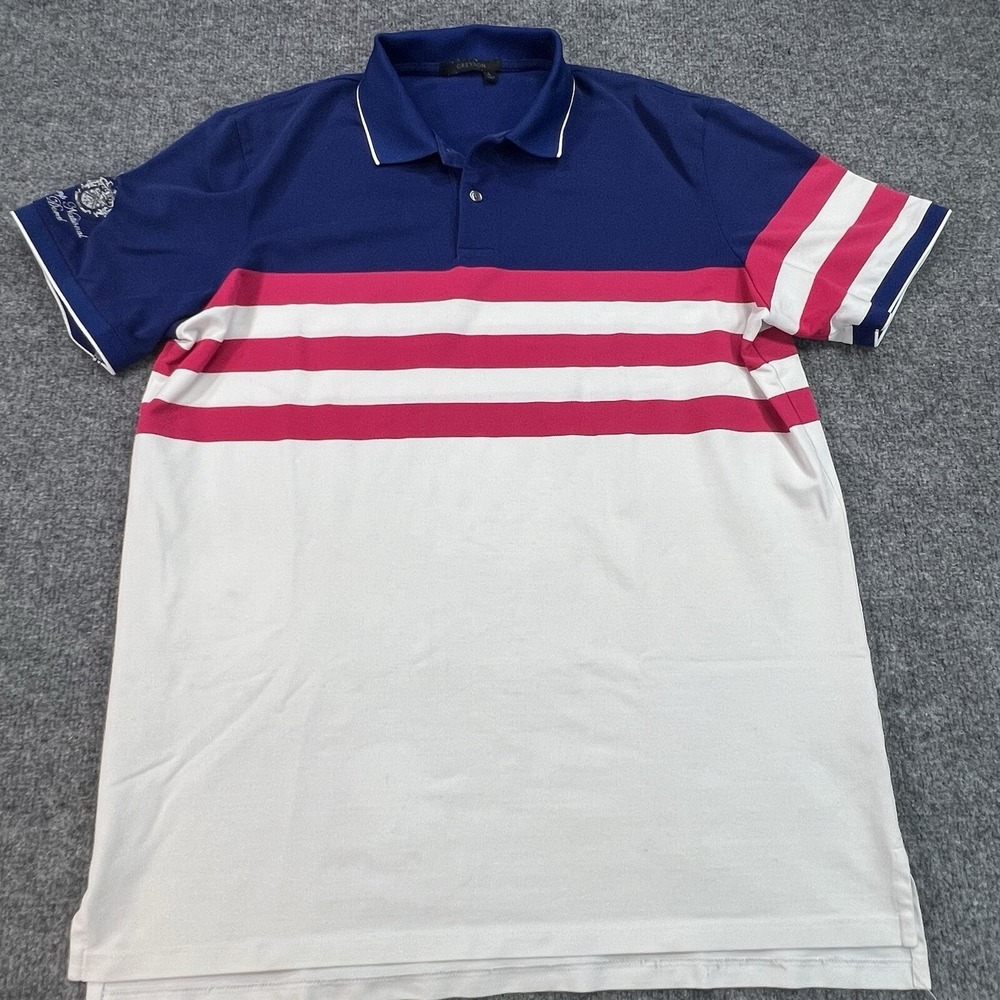 Greyson Polo Shirt Mens L Blue White Pink Donald Trump National Doral Golf